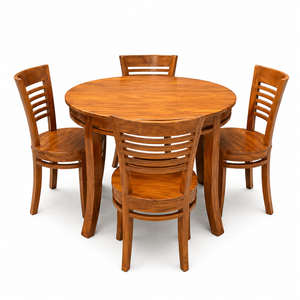 Traditional Wood Dining <b>Chair</b> <b>with</b> <b>Round</b> Seat and Slatted Back for Home Furniture 5 Pieces From Indonesia - Product Image 5