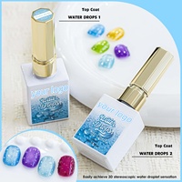 2 pièces/paquet – Top Coat Effet Goutte d'Eau Sans Essuyage pour l'été – Sans HEMA ni TPO – Effet Goutte d'Eau 3D – Gel Fonctionnel UV/LED 15ml