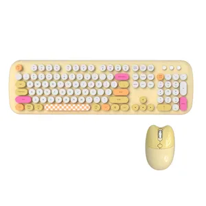 Teclado de membrana Fabricante 2,4G Inalámbrico Retro Redondo Teclas Teclado Ratón Combo