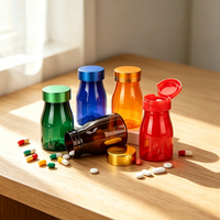 Flacon en plastique PET vide pour médicaments, capsules de vitamines, pilules, avec couvercle à clapet électroplaqué pour compléments de santé