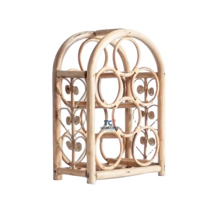 Barware Vintage Boho Wine <b>Rack</b> Nature Rattan Wicker Nice Design 6 <b>Bottles</b> Wine Display <b>Rack</b> Holder - Product Image 1
