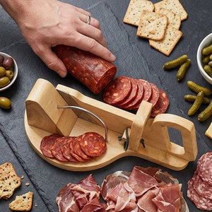 Cortador de Salchichas de <span class=keywords><strong>Madera</strong></span> de Bambú para Tabla de Charcutería, Rebanador de Carne de <span class=keywords><strong>Madera</strong></span> Natural para Salchichas Secas - Product Image 2