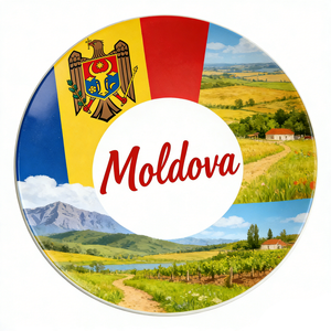 Customized Latvia Moldova Poland Themed Souvenir Ceramic Plate Multiple Countries Round Serving Dinner Plates - Product Image 4
