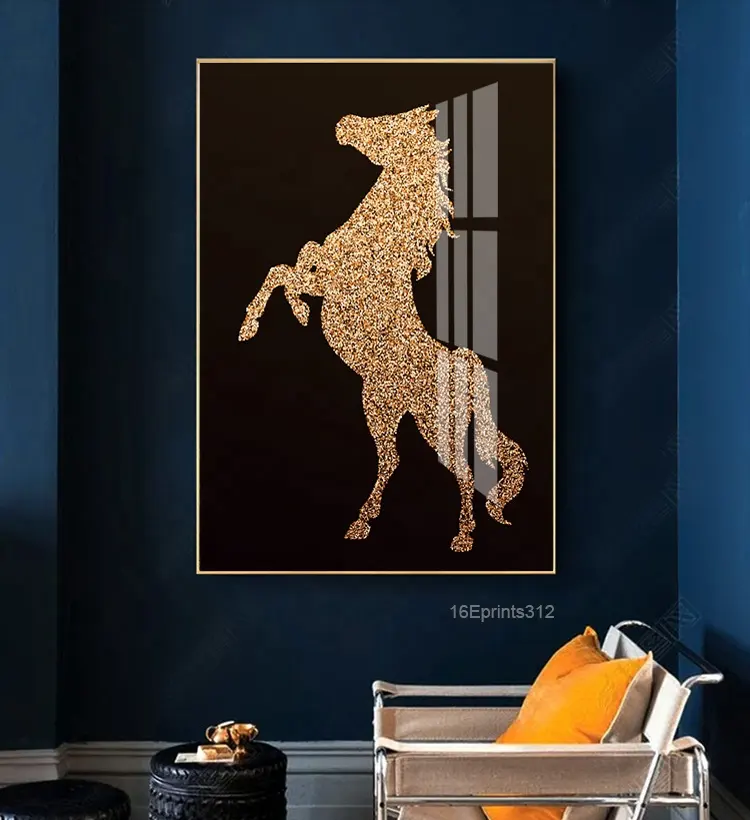 Peinture en résine avec animaux, décoration par un salon, cheval fin en cristal, porcelaine