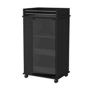 DB Lusk Bar <b>Furniture</b> 2-Bottle Holder Shelf Glass Door and <b>Casters</b> Convenient Bar Cart - Product Image 4
