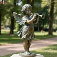 Statues de jardin personnalisées mignons petits anges, taille réelle, sculpture en bronze, artisanat en métal