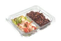 Boîtes d'emballage pour salades à emporter en PET/rPET, 2 compartiments, contenants en plastique pour salades de fruits avec couvercle anti-effraction