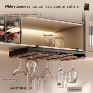 Étagère Suspendue Haut de Gamme en Noyer Vintage pour Verres à Vin Rouge Design Luxe Léger pour la Maison - Product Image 4