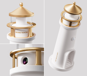 Lámpara de Proyección Faro Luz de Luna LED USB Recargable, Luz Nocturna Romántica Blanca Cálida, Diseño Costero, Regulable, Alto CRI 90 - Product Image 5