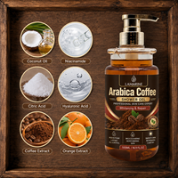 Gel Douche Exfoliant Corporel au Café et Parfumé, Éclaircissant, à la Vitamine C et Niacinamide, Naturel et Bio, Marque Blanche, Format Voyage