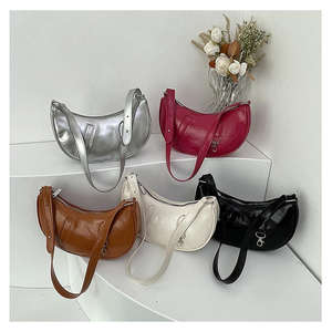 Nuevo bolso retro para mujer con diseño exclusivo, bolso de hombro de material PU, color sólido y a la moda. - Product Image 1