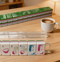 Ensemble de Mahjong Américain de Luxe en Acrylique Vert Émeraude Moderne, Tuiles Peintes à la Main, Taille Standard, Portable, Logo Personnalisé, Vente en Gros