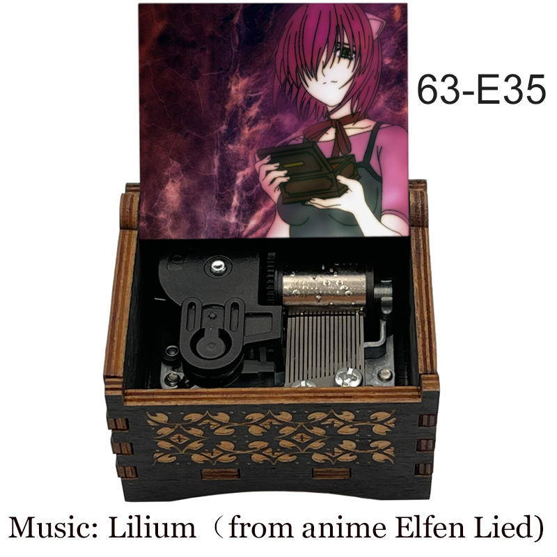 Caixa de Música Luxuosa de Madeira Preta Elfen Lied Lilium