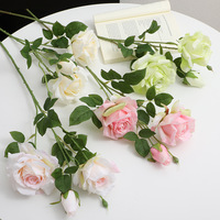 Roses artificielles réalistes à 3 branches, fausses roses à longues tiges pour arrangements de mariage et décoration de salon