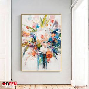 Grand <span class=keywords><strong>bouquet</strong></span> <span class=keywords><strong>de</strong></span> pivoine tridimensionnel personnalisé <span class=keywords><strong>peinture</strong></span> à l'huile Style <span class=keywords><strong>moderne</strong></span> peint à la main toile murale pour décoration murale - Product Image 3