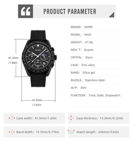 SKMEI 9424 Großhandel Herren-Quarzuhr Silikonarmband Multifunktions-Drei-Augen-Chronograph Leichter Luxus Mode-Herrenuhr