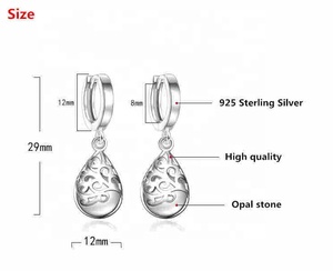 Orecchini a bottone da donna in argento Sterling 925 con fiore di pietra opale alla moda gioielli originali <span class=keywords><strong>per</strong></span> le donne Anti <span class=keywords><strong>allergia</strong></span> Drop Shipping - Product Image 6