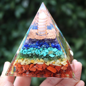Pyramide en résine époxy avec cristaux, ornement de bureau, pilier en cristal blanc, décoration d'intérieur, tour à 7 étages - Product Image 4