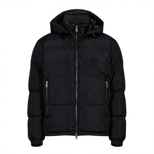 Men's Black Long <b>Thin</b> Hooded Puffer Jacket Waterproof Breathable Windproof Casual Winter Coat Regular Fit Zipper Closure Solid - Product Image 5