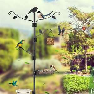 TJ-018 Comedero para Pájaros de Metal con Estaca de 1.9M, con Maceta para Hojas, Comedero y Bebedero para Jardín Exterior, Soporte Colgante con Recubrimiento en Polvo - Product Image 3
