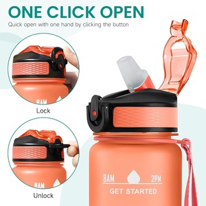 Bouteille d'eau motivante 1L, gourde de sport dégradée avec marqueur de temps, 32oz, logo personnalisé, paille rabattable, gourde spatiale pour la gym, le fitness en extérieur - Product Image 5