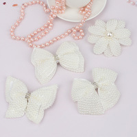 Pince à cheveux en satin avec nœud en perles blanches et strass, pince crocodile pour femmes et filles, accessoires de coiffure pour mariage et fête, 7,8x6,1 cm