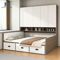 Ensemble de meubles de chambre à coucher modernes et personnalisés avec lit de rangement, armoire murale intégrée, tiroirs et design gain de place pour l'intérieur de la maison