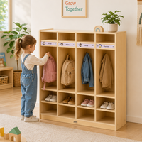 Meubles de maternelle modernes en bois massif, armoire à chaussures, casier pour sacs et manteaux, pour garderie, école maternelle, salle de classe