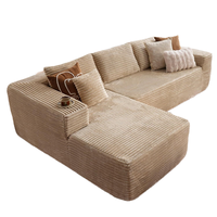 Zeitgenössisches Modulares L-förmiges Sofa-Set im Cloud-Design mit Verstellbarer Chaiselongue, Stoffbezug und Schwammfüllung, Geteilte Rückenlehne