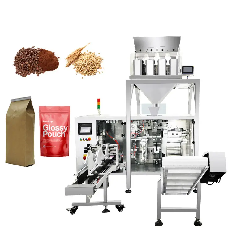 Mehrkopf-Wagenverpackungsmaschine für Oat Keks Erdnüsse Nüsse Lebensmittelgewicht Mikrowellen-Popcornbeutel-Abfüllung Doypack-Verpackungsmaschine
