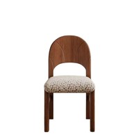 Chaise de salle à manger de style français du milieu du siècle, en bois massif et laine d'agneau, luxueuse et confortable, dossier de style café, pour usage en restaurant