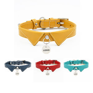 Stok grosir mode dan mewah daur ulang tahan air kulit kecil kerah anjing peliharaan dengan Id hewan peliharaan pelat nama desainer kustom - Product Image 1
