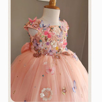 Magnifique robe de demoiselle d'honneur, robe de fête de mariage, col rond, sans manches, longueur genou, robe de princesse pour enfants, faite à la main, moelleuse
