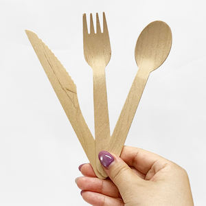 Ensemble de <span class=keywords><strong>couverts</strong></span> jetables en <span class=keywords><strong>bois</strong></span> personnalisés, écologiques et modernes, 140 mm et 160 mm, kit fantaisie pour les fêtes d'enfants - Product Image 4