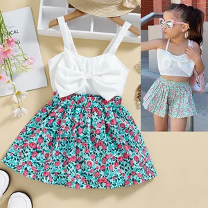 2023 hot sale Baby Infant Clothes Cotton Cow Print Tassel T-Shirt bell Pant Indpendence Day Girls Toddler 2 Pieces Set