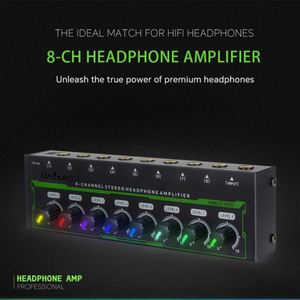 Amplificador de Auriculares Profesional HA800 PRO, Amplificador de Audio Estéreo de 8 Canales con Luz RGB y Control de Volumen para DJ y Estudio - Product Image 4