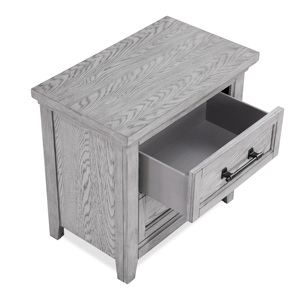 Light Gray Two <b>Drawer</b> Nightstand Wooden Bedroom Furniture Metal Pull <b>Storage</b> <b>Drawer</b> - Product Image 5