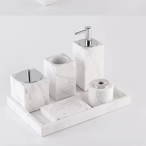 Juego de Accesorios de Baño de Lujo Personalizado, Estilo Nórdico, de Cinco Piezas, con Bandeja de Mármol Natural de Calidad Hotelera de 6 Estrellas - Product Image 1