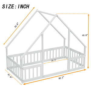Letto a terra <span class=keywords><strong>Montessori</strong></span> per bambini, misura Twin, con sponda di sicurezza e telaio in legno, facile da montare, spazio accogliente per dormire - Product Image 6