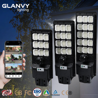 Lampadaire Solaire 200W 300W 400W à 5 Yeux IP65 avec Caméra de Sécurité 4G WiFi Intégrée LED pour Extérieur