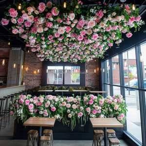 M101Artificial <span class=keywords><strong>Sakura</strong></span> flor simulación techo decoración planta ornamento verde planta techo suspendido para tienda Bar <span class=keywords><strong>restaurante</strong></span> - Product Image 4