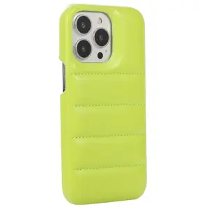 Soft Touch Luxe Telefoon Hoesje Voor Iphone 12 Pro Max 3d Jack Pu Lederen Mobiele Case Puffer Hoes