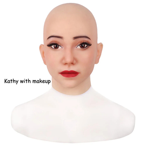 URCHOICE Halloween réaliste masque féminin Cosplay Drag Queen Crossdresser forme mammaire avec <span class=keywords><strong>maquillage</strong></span> pour couverture de fête - Product Image 3