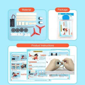 Giocattolo Educativo Scientifico per Bambini, Aeroplano Biplano a Doppio Motore Fai-da-Te, Kit di Montaggio Artigianale - Product Image 2