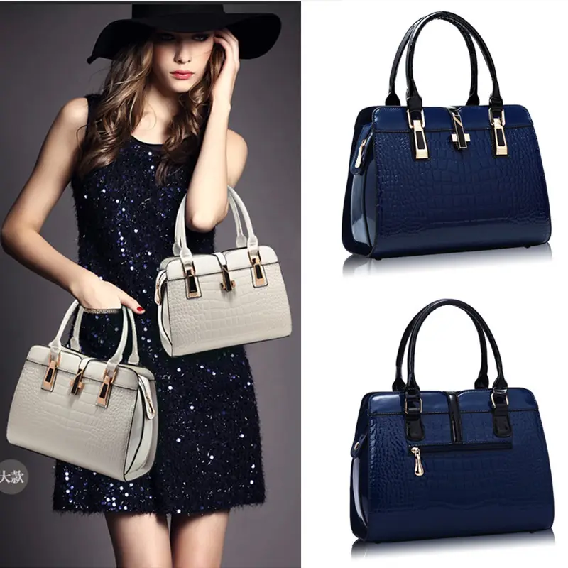 GHB005 High Quality Crocodile Pattern Fashion PU Leather Custom Bags Women Handbags Ladies Women Bag