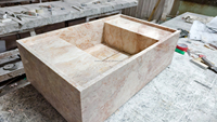 Vasque de salle de bain en marbre rose naturel fait main, moderne, autoportante, pour salle de bain, lavabo sur plan, sur mesure pour hôtels