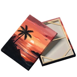 Cadre en bois plat 2D <span class=keywords><strong>Peinture</strong></span> à l'huile DIYtree Marque Tropical Beach Sunset pink Sky Seascape Painting for Living Room Decoration - Product Image 2