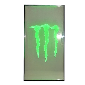 Logo LED nước tăng lực trên cửa kính tủ lạnh đồ uống/ Tấm kính acrylic khắc laser phát sáng Monster - Product Image 2