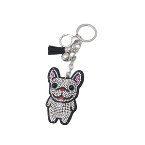 Bling strass chien porte-clés mignon petit cadeau paillettes gommeux diamant cristal bouledogue français Animal gland voiture porte-clés - Product Image 2