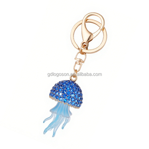 Llaveros de medusas de dibujos animados Adornos de animales de diamantes de imitación en aleación de zinc Recuerdos de moda y regalos para amigos - Product Image 2